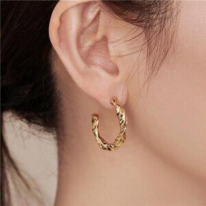 ✨ 14K Gold-Plated Dome Hoop Earrings | Thick Huggie Hoops